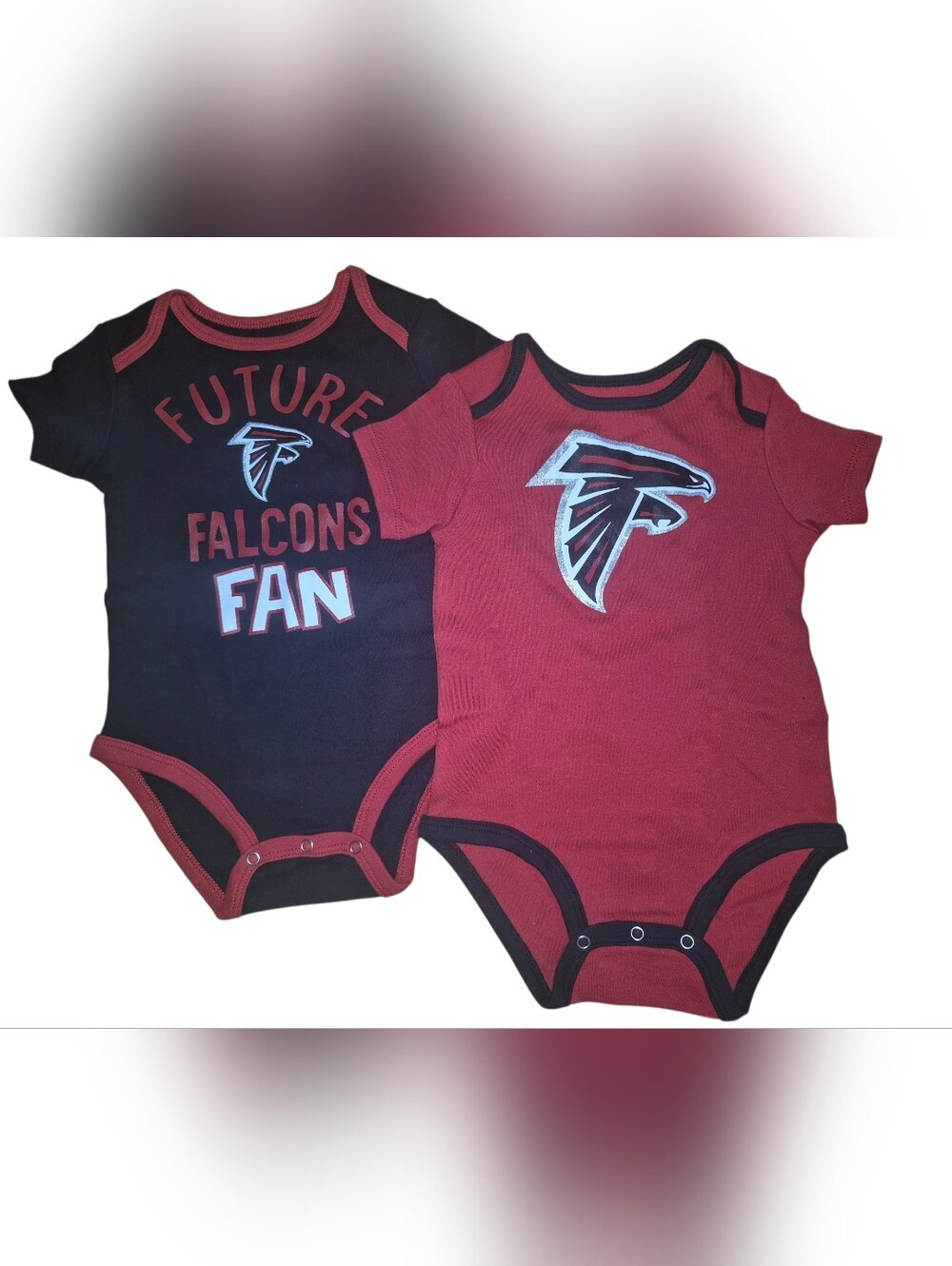 NFL Atlanta Falcons Red Black Graphic Onesie Bodysuit Set Size 6-9 Months New
